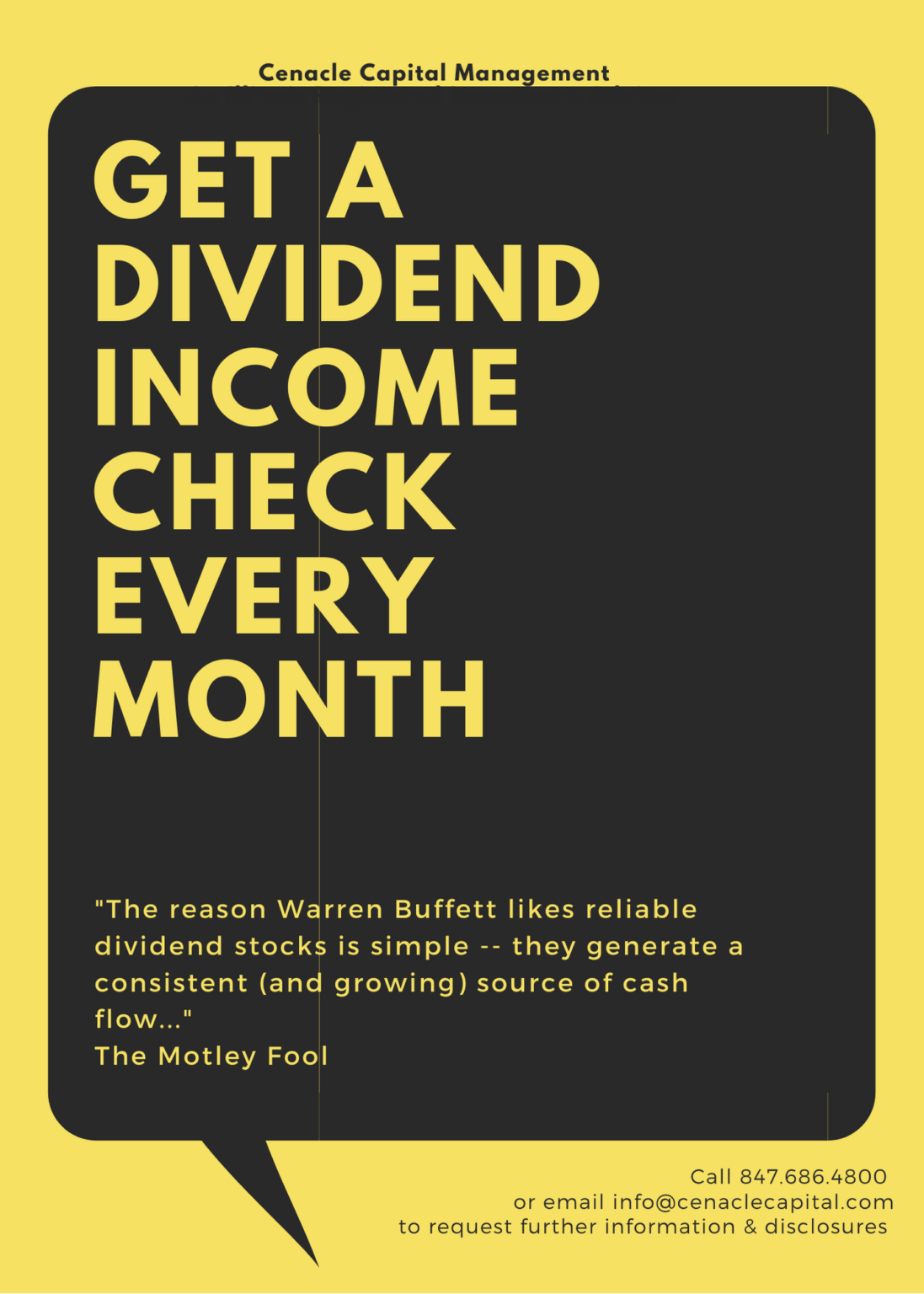 Get A Dividend Check Every Month Cenacle Capital Management